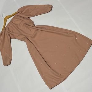 Nude dress with pearls